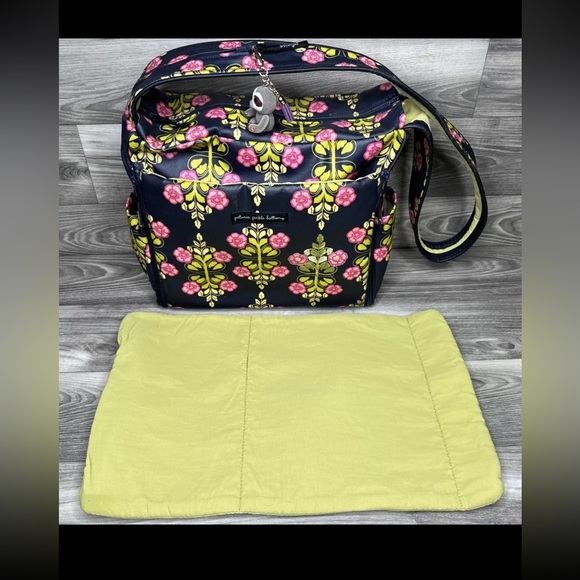 Petunia Pickle Bottom Diaper Bag Hobo Crossbody Navy Pink Green Floral - Picture 1 of 16